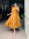 Yellow Colour Georgette With Floral Print Frock Wholesale Suppliers In India NNK4508